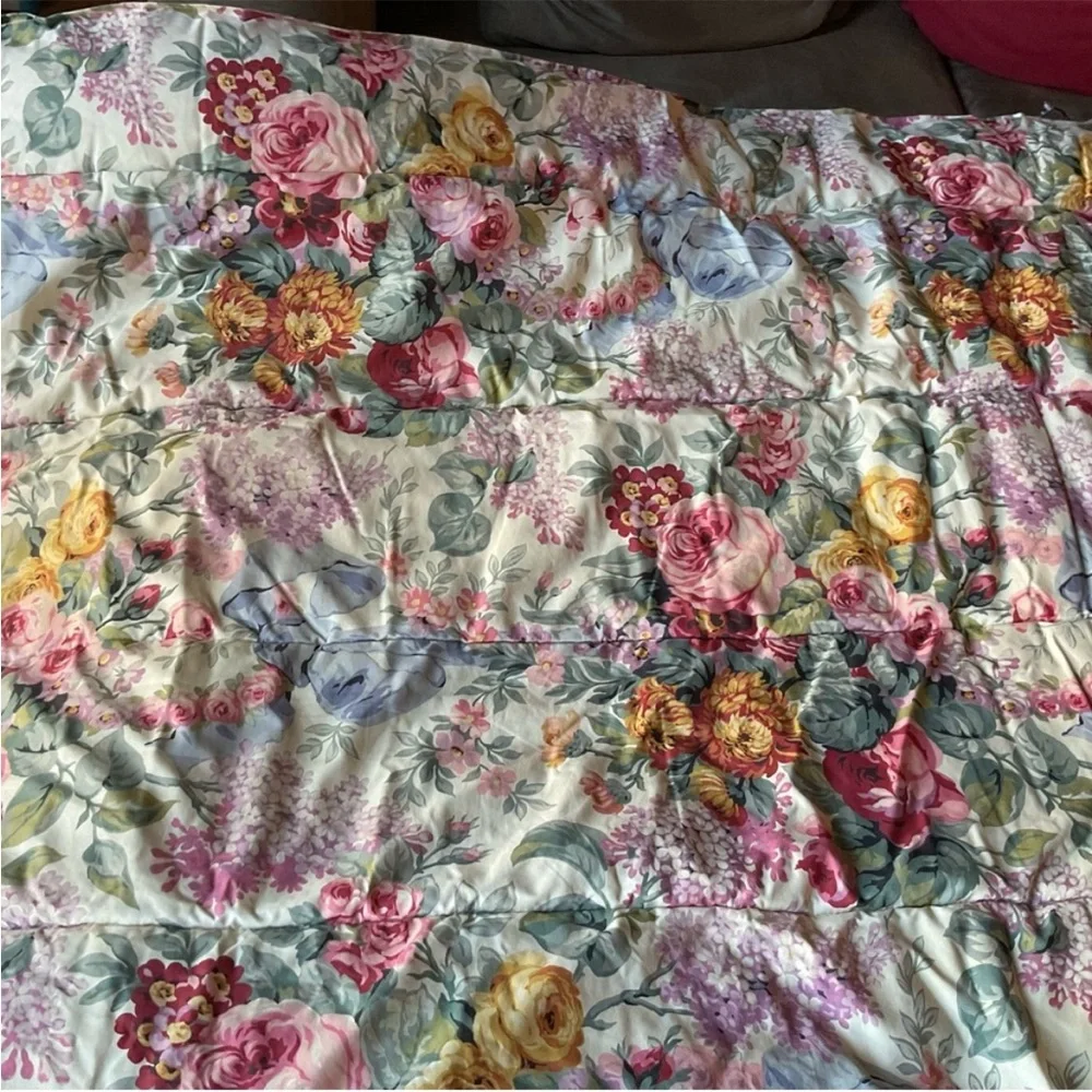 Vintage Ralph Lauren Allison floral king comforter 100% cotton blanket rare